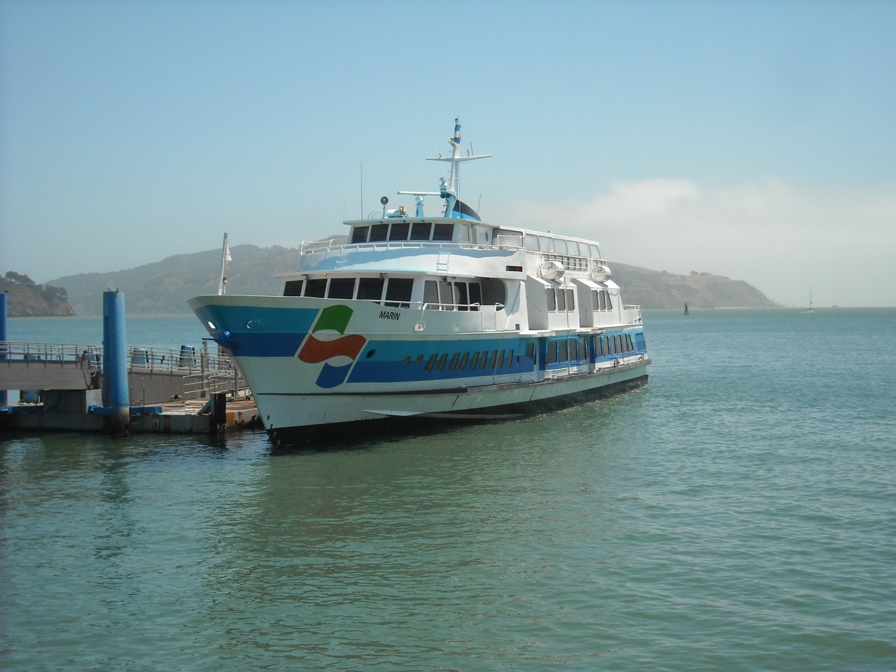 A Golden Gate Ferry boat docked at Sausalito