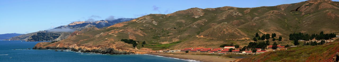 Rodeo Beach and the surrounding hills of the Marin Headlands